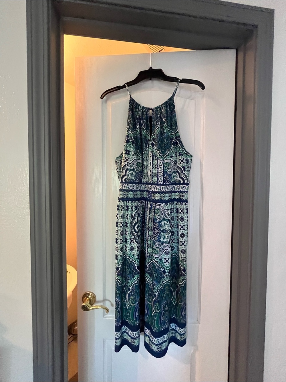 Established 1962 Paisley Midi Dress in Teal and Navy